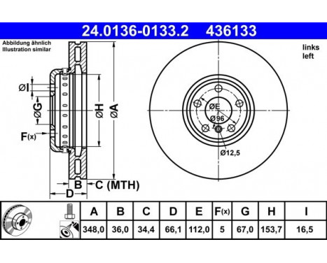 Bromsskiva 24.0136-0133.2 ATE