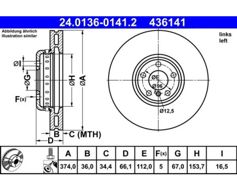 Bromsskiva 24.0136-0141.2 ATE