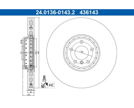 Bromsskiva 24.0136-0143.2 ATE