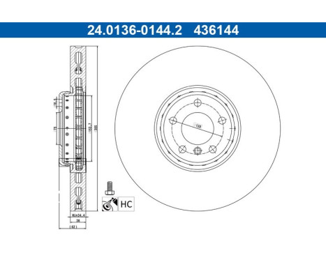 Bromsskiva 24.0136-0144.2 ATE