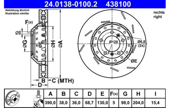 Bromsskiva 24.0138-0100.2 ATE