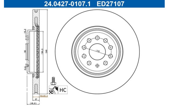 Bromsskiva 24.0427-0107.1 ATE