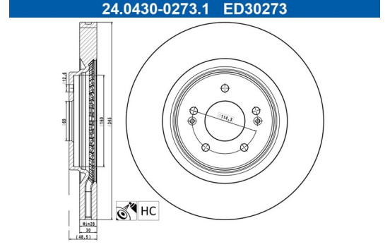 Bromsskiva 24.0430-0273.1 ATE