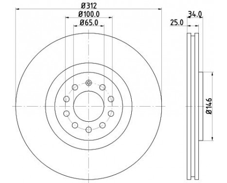 Bromsskiva 8DD 355 127-441 Hella