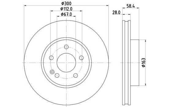 Bromsskiva 8DD 355 128-131 Hella
