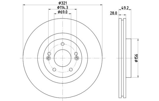 Bromsskiva 8DD 8DD 355 131-351 Hella