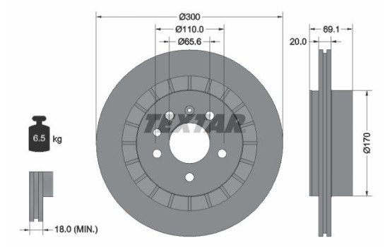 Bromsskiva 92164900 Textar