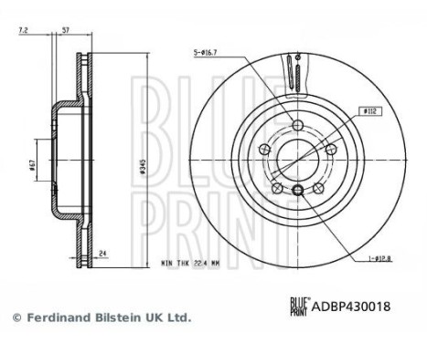 Bromsskiva ADBP430018 Blue Print, bild 3