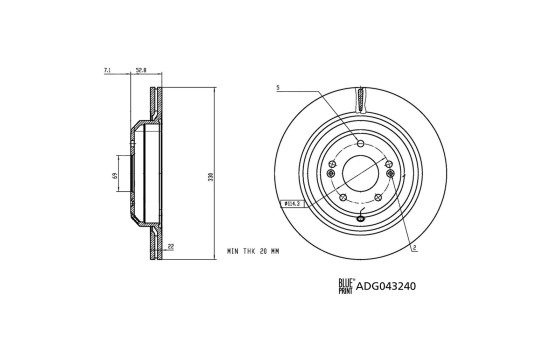 Bromsskiva ADG043240 Blue Print