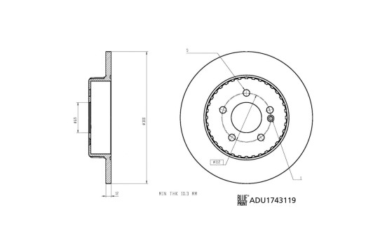 Bromsskiva ADU1743119 Blue Print