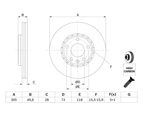 Bromsskiva BD1015 Bosch