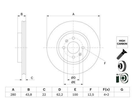 Bromsskiva BD2744 Bosch