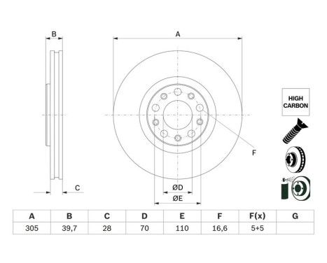 Bromsskiva BD2933 Bosch