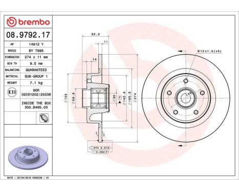 Bromsskiva BEARING DISC LINE 08.9792.17 Brembo, bild 3