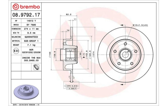 Bromsskiva BEARING DISC LINE 08.9792.17 Brembo, bild 2