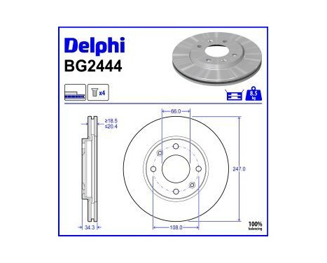 Bromsskiva BG2444 Delphi