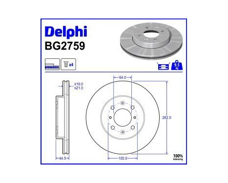 Bromsskiva BG2759 Delphi