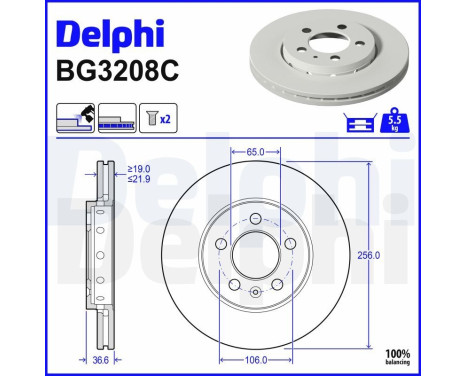 Bromsskiva BG3208C Delphi