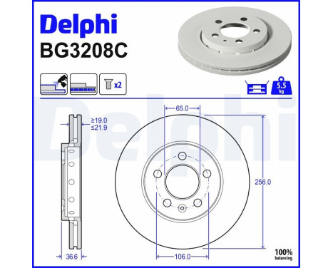 Bromsskiva BG3208C Delphi