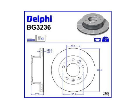 Bromsskiva BG3236 Delphi