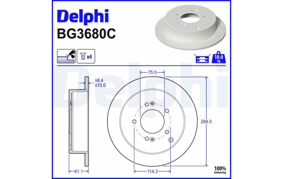 Bromsskiva BG3680C Delphi