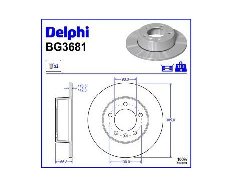 Bromsskiva BG3681 Delphi