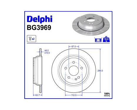 Bromsskiva BG3969 Delphi