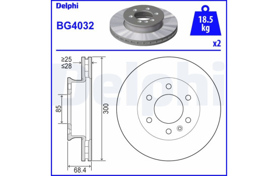 Bromsskiva BG4032 Delphi, bild 2