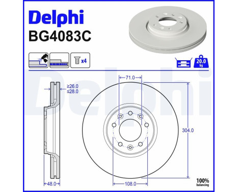 Bromsskiva BG4083C Delphi