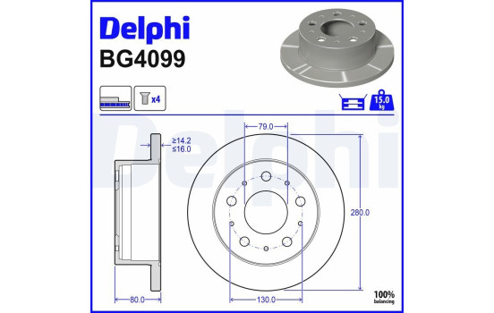 Bromsskiva BG4099 Delphi