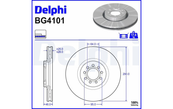 Bromsskiva BG4101 Delphi