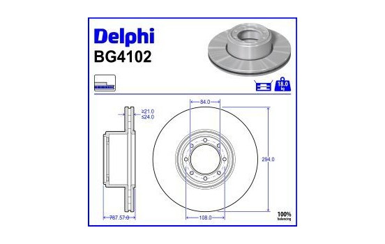 Bromsskiva BG4102 Delphi