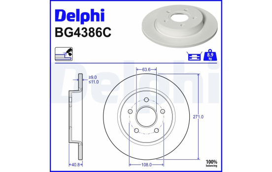 Bromsskiva BG4386C Delphi