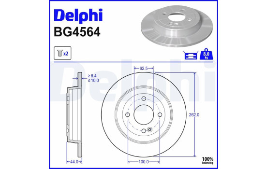 Bromsskiva BG4564 Delphi