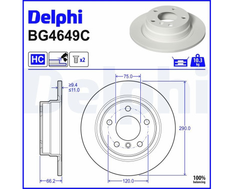 Bromsskiva BG4649C Delphi