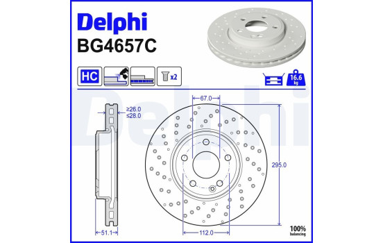 Bromsskiva BG4657C Delphi