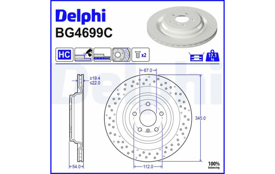 Bromsskiva BG4699C Delphi
