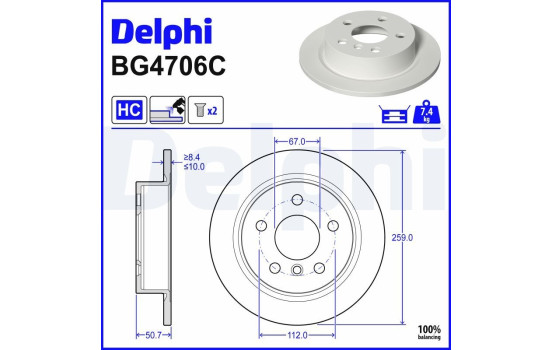 Bromsskiva BG4706C Delphi