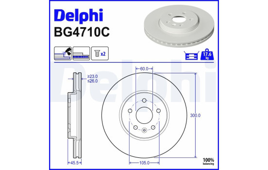 Bromsskiva BG4710C Delphi