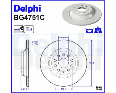 Bromsskiva BG4751C Delphi