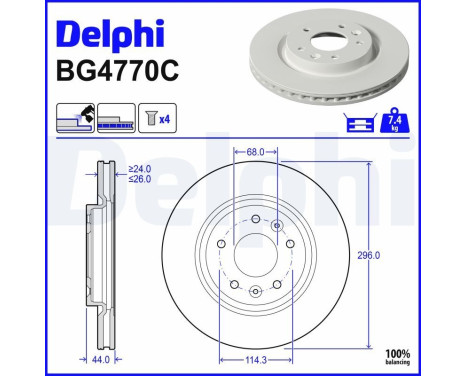 Bromsskiva BG4770C Delphi