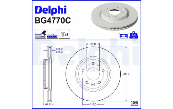 Bromsskiva BG4770C Delphi