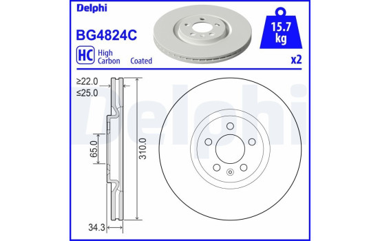 Bromsskiva BG4824C Delphi