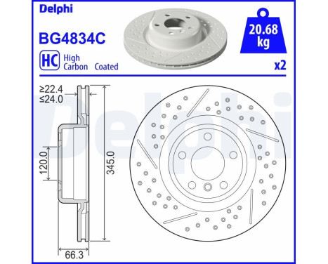 Bromsskiva BG4834C Delphi