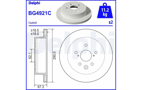 Bromsskiva BG4921C Delphi