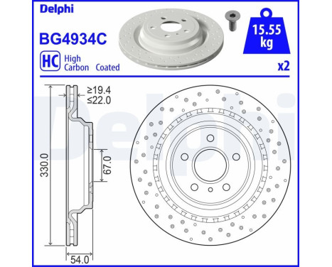 Bromsskiva BG4934C Delphi
