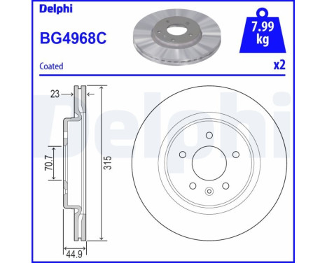Bromsskiva BG4968C Delphi