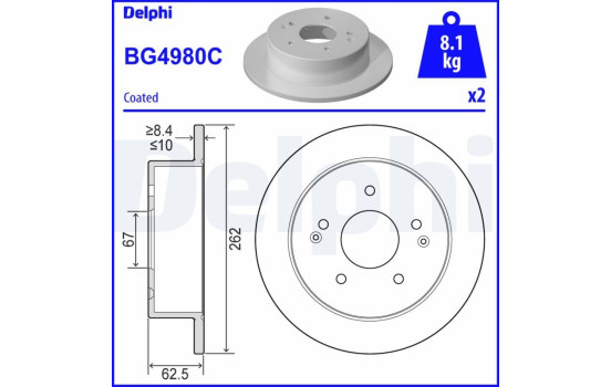 Bromsskiva BG4980C Delphi