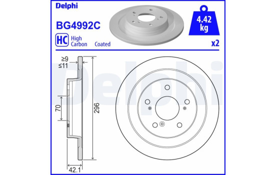 Bromsskiva BG4992C Delphi