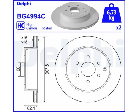 Bromsskiva BG4994C Delphi